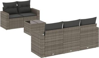 vidaXL Vidaxl - Set De Muebles De Jard&iacute;n 6 Pzas Y Cojines Rat&aacute;n Sint&eacute;tico Gris