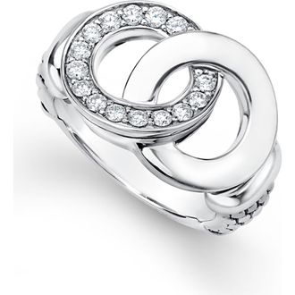 Lagos Signature Caviar Interlocking Diamond Ring in Silver at Nordstrom, Size 5