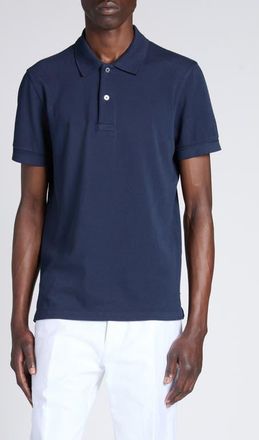Tom Ford Lyocell & Cotton Piqué Polo in Hb785 Ink Blue at Nordstrom, Size 48 Us