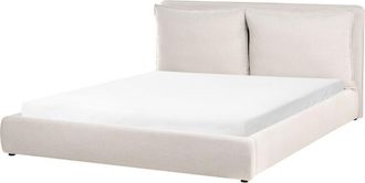 Beliani Cama Moderna De Tela 180 X 200 Cm Cabecero Tapizado Y Acolchado Beige Bajonna