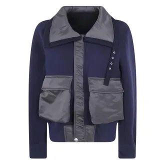 sacai Jassen, Dames, Blauw, L, Satijn, Sponge Sweat Blouson