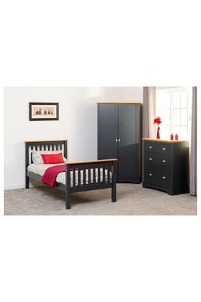 Seconique Monaco 3 Single Bed High Foot End in Dark Grey