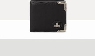 Vivienne Westwood Man. Billfold Wallet Aniline Leather Black-dark-silver-hw One Size Men