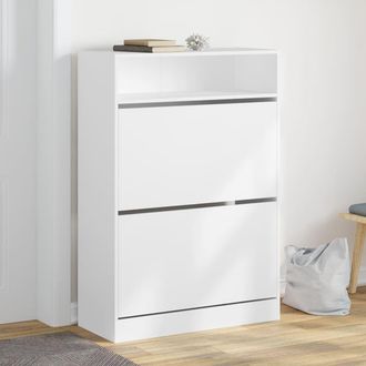 vidaXL Mueble Zapatero Con 2 Cajones Abatibles Blanco 80x34x116 Cm Vidaxl