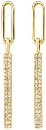 Effy 14K Gold Plated Sterling Silver Pav&eacute; Diamond Bar Drop Earrings in Gold/Diamond at Nordstrom Rack