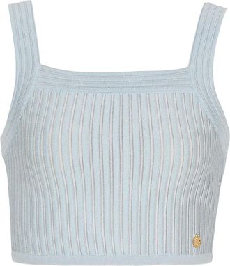 Balmain Top con scollo quadrato - Blu