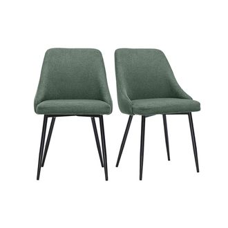 Miliboo Sillas De Tela Chenilla Verde Caqui Y Metal Negro (lote De 2) Hasta