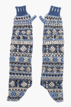 Maison Margiela Guanti Fingerless Warm Lenght in Maglia con Borchie Maison Margiela