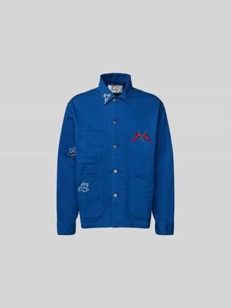 For&eacute;t Hemdjacke mit Motiv-Stitching in Blau, Gr&ouml;&szlig;e L
