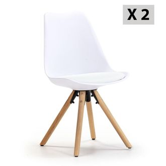HOMN Set de 2 sillas comedor estilo n&oacute;rdico blanco, 54 x 49 x 84 cm