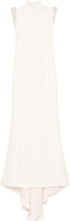 Jean-Louis Sabaji crystal-embellished crepe dress - White