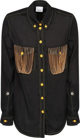 Burberry Chain Pocket Detail Shirt - Dames - Overhemden - Zwart - 2XS - Overhemden