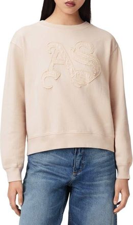 AllSaints Insignia Pippa Relaxed Fit Cotton Sweatshirt in Crystal Pink at Nordstrom, Size X-Small