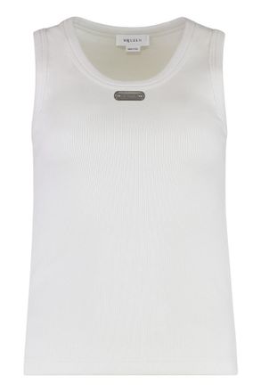 Alexander McQueen White Textured Round Neck Top