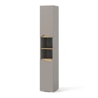 Vicco Armadio Per Il Bagno Marelle, Grigio, 30 X 180 Cm Con Porte E Vani Aperti