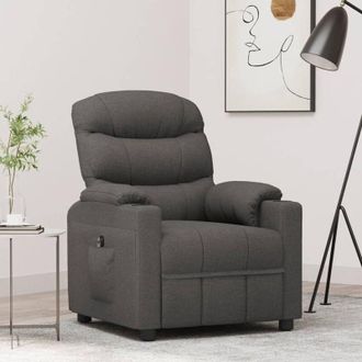 vidaXL Sill&oacute;n Reclinable El&eacute;ctrico De Tela Gris Oscuro Vidaxl