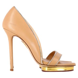 Charlotte Olympia Pre-owned Womens Christine Open Toe Sandals in Beige Leather - Size 35.5 EU/IT