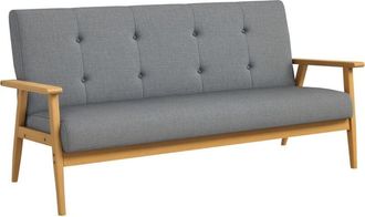 HOMCOM Homcom - Modern Sofa Upholstery Couch with Rubber Wood Legs Dark Grey 3-Seater