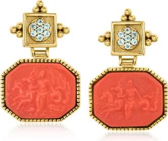 Ross-Simons Italian Tagliamonte Red Venetian Glass Greek Mythology Drop Earrings With. Swiss Blue Topaz in 18kt Gold Over Sterling Silver