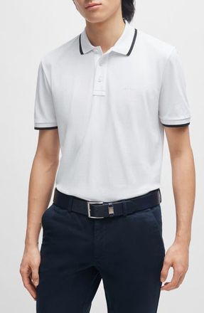 BOSS Parlay Tipped Cotton Polo in Ntural at Nordstrom, Size Xx-Large
