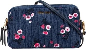 Miu Miu Pre-owned Cross Body Bags, female, Blue, Size: ONE SIZE Pre-owned Denim Shoulder Bag