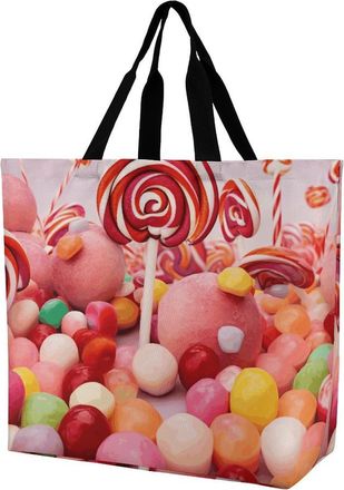 Generic Sweet Candy Shoulder Bag Reusable Shopping Bag Large Capacity Handbags For Picnic Yoga Work