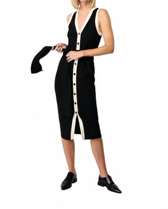 Toccin Victoria Sleeveless Tie-Front Midi Dress In Black & White