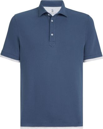 Brunello Cucinelli Navy Blue Solid Polo