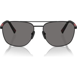 Prada 60mm Polarized Oval Sunglasses in Matte Black at Nordstrom