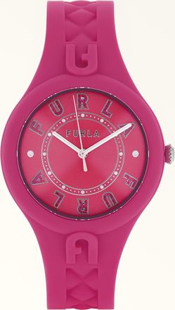 Furla Fun Orologio Con Cassa Tonda Hot Pink Rosa Silicone Donna