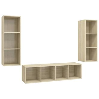 Berkfield Home 3 Piece TV Cabinet Set Sonoma Oak Engineered Wood in Light Sand
