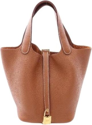 Herm&egrave;s Borsa a mano Pre-owned Picotin Lock PM in pelle Taurillon Clemence - - Pre-owned - Donna - Marrone - ONE SIZE