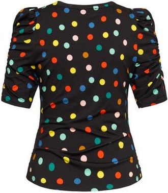 Maison Common Printed Jersey Shirt With Ruffled Sleeves in Black Multicolour at Nordstrom, Size 36