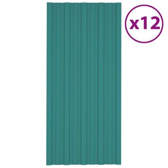 Berkfield Home Roof Panels 12 pcs Galvanised Steel Green 100x45 cm