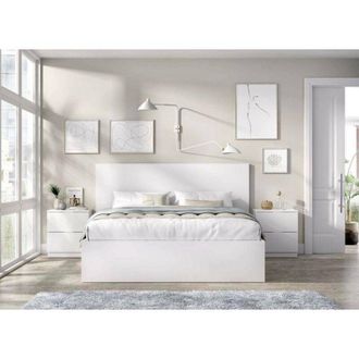 Dmora Cama Doblelupit, Sommier Para Dormitorio, Estructura De Cama Por Habitaci&oacute;n, Estructura Del Sostenedor Del Colch&oacute;n, 266x205 H100 Cm, Blanco - Dmora