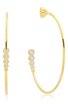 Crislu Graduated Bezel Hoop Earrings in Gold at Nordstrom