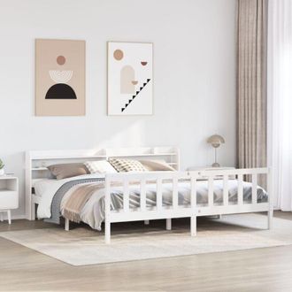 vidaXL Cama Sin Colch&oacute;n Madera Maciza De Pino Blanca 180x200 Cm Vidaxl