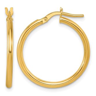 Diamond2Deal 14K Yellow Gold 1.9x23.8mm Round Tube Hoop Earrings