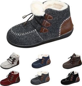 Generic Womens Snow Boots Winter Cotton Boots Warm Anti-Slip Ankle Boot Fur Lined Thickened Booties Ladies Lace Up Outdoor Walking Trekking Hiking Shoes Dark 