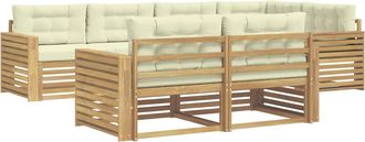vidaXL Conjunto De Sof&aacute;s De Exterior 7 Uds. Blanco Y Crema Poli&eacute;ster Vidaxl