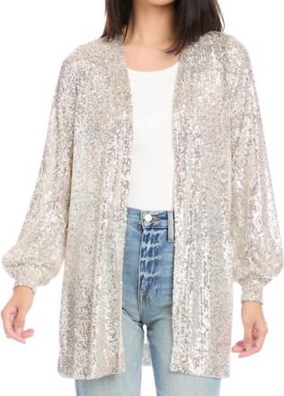 Fifteen Twenty Sequin Blouson Duster In Champagne