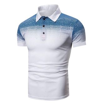 Generic Golf Polo Shirts for Men Shortsleeves Polka Dot Shirt 3 Button Turn Down Shiteshirts Solid Color Comfort Tshirts Regular Fit Workwear Breathable Light