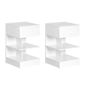 SoBuy Set De 2 Mesitas De Noche Con 1 Caj&oacute;n Y 2 Estantes Consola Mesa Auxiliar Para Sal&oacute;n Comedor Banco 39 X 39 X 65 Cm Fbt49-wx2 Sobuy Es