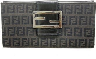 Fendi Black Nylon Canvas Long Wallet (Bi-Fold) (Pre-Owned)