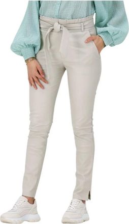 Est'seven Paper Bag Stretch Leren Broek - Dames - Slim Fit Broeken - Beige - XL - Broeken