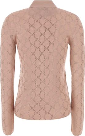 Gucci Womens Antiqued Pink Wool Polo Shirt - Peach - Size Small