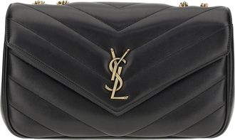 Saint Laurent Womens Loulou Shoulder Bag Black Lambskin