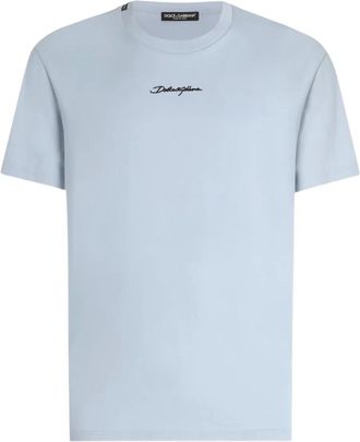 Dolce & Gabbana T-shirt in cotone con stampa logo - Blu