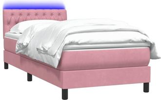 vidaXL Cama Box Spring Con Colch&oacute;n Terciopelo Rosa 80x220 Cm Vidaxl
