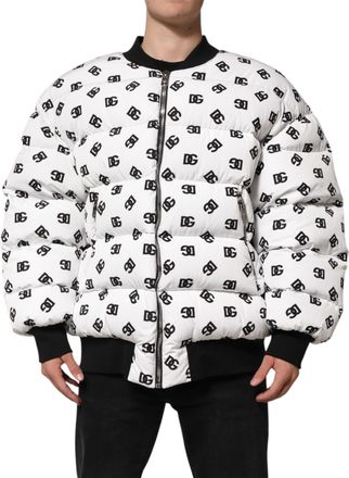 Dolce & Gabbana White DG Monogram Full Zip Quilted Mens Jacket (Pre-Owned)